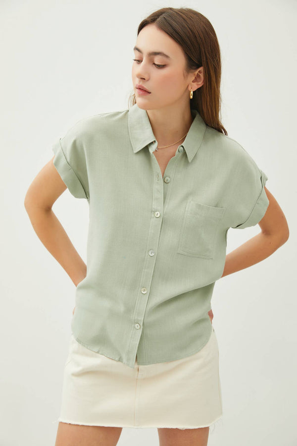 Women's Short Sleeve - SOLID SHORT SLEEVE BUTTON DOWN SHIRT -  - Cultured Cloths Apparel