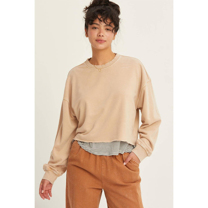 Women's Long Sleeve - CROPPED CREWNECK SWEATSHIRT WITH RAW HEM -  - Cultured Cloths Apparel