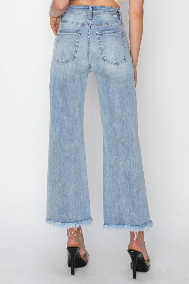 Denim - RISEN High Rise Crop Wide Fray Hem Jeans -  - Cultured Cloths Apparel