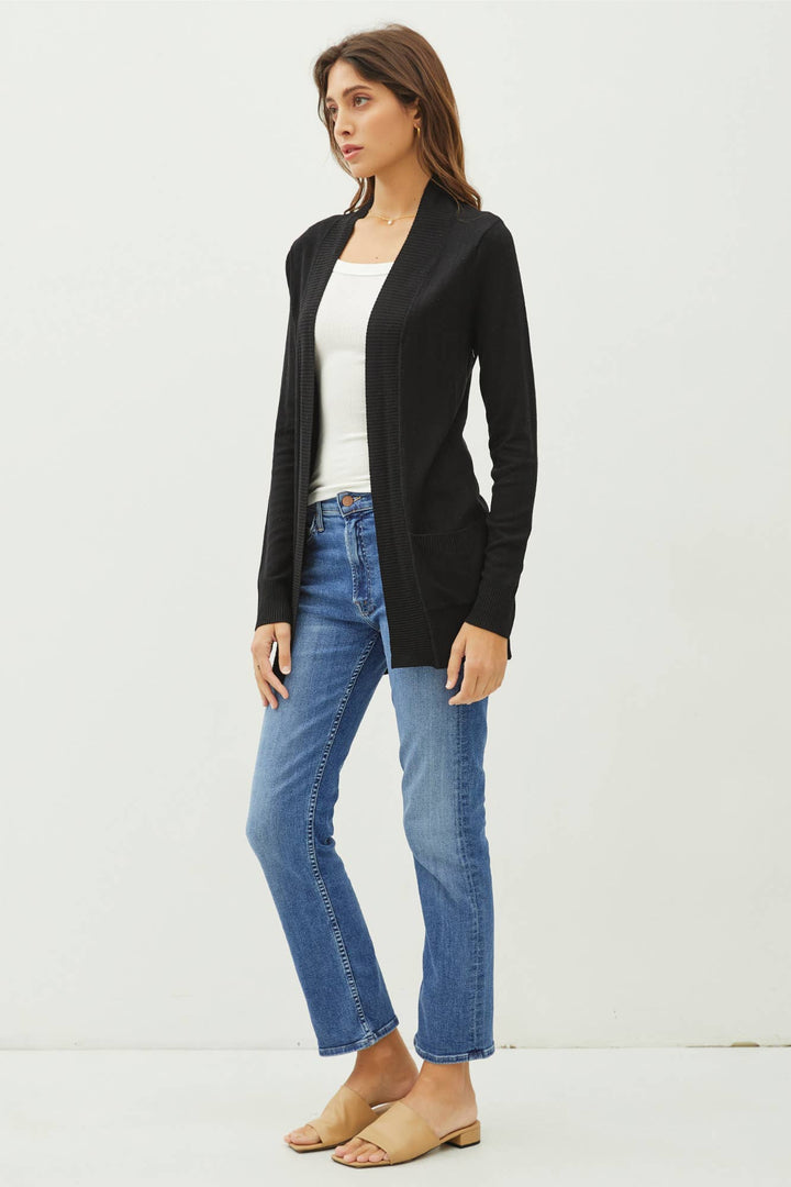 Outerwear - COTTON BLEND KNIT OPEN FRONT CARDIGAN -  - Cultured Cloths Apparel