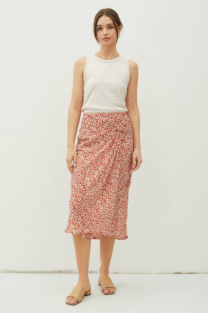 Women's Skirts - PRINT DRAPED SIDE KNOT MIDI SKIRT -  - Cultured Cloths Apparel