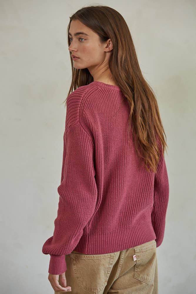 Women's Sweaters - Knit Cotton Sweater Ribbed Long Sleeve Pullover Top -  - Cultured Cloths Apparel