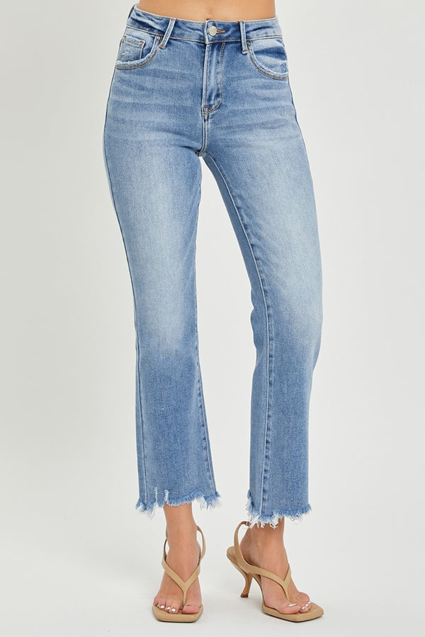 Denim - RISEN Full Size Frayed Hem Cropped Straight Jeans -  - Cultured Cloths Apparel