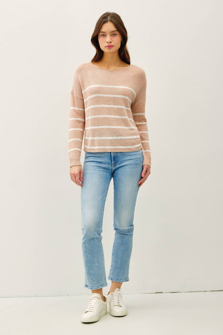 Women's Sweaters - STRIPED LIGHTWEIGHT SWEATER - - Cultured Cloths Apparel