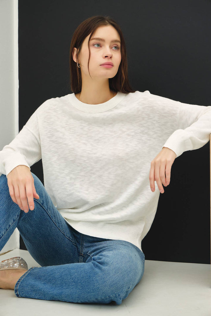 Women's Sweaters - OVERSIZED COTTON SLUB SWEATER - - Cultured Cloths Apparel