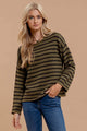 Women's Sweaters - STRIPE BOAT NECK DROP SHOULDER KNIT SWEATER -  - Cultured Cloths Apparel