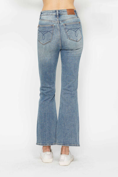 Denim - Judy Blue Tummy Control Back Embroidered Pocketed Bootcut Jeans - - Cultured Cloths Apparel