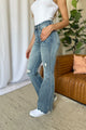 Denim - Judy Blue Full Size Medium Rise Tummy Control Destroy Flare -  - Cultured Cloths Apparel