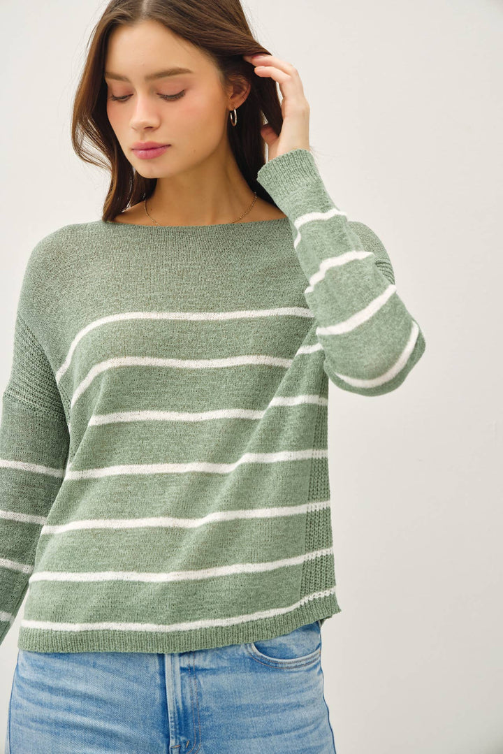 Women's Sweaters - STRIPED LIGHTWEIGHT SWEATER - - Cultured Cloths Apparel