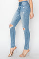 Denim - Risen Full Size High Rise Knee Distressed Skinny Jeans -  - Cultured Cloths Apparel