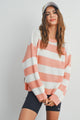 Women's Sweaters - STRIPED ROUND NECK LONG SLEEVE SWEATER -  - Cultured Cloths Apparel