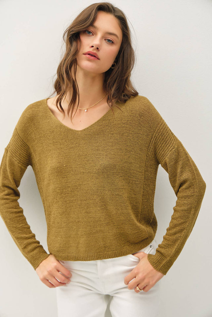 Women's Sweaters - BREEZY V-NECK CASUAL SWEATER -  - Cultured Cloths Apparel