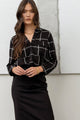 Women's Long Sleeve - GRID BUTTON UP WOVEN TOP -  - Cultured Cloths Apparel