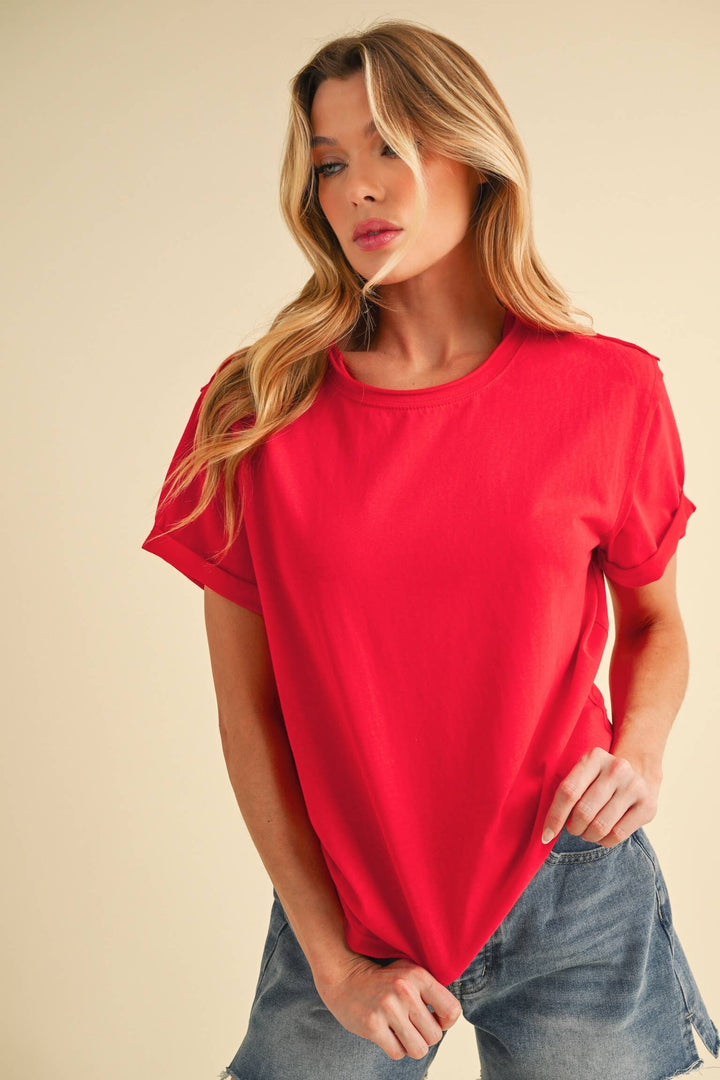 Women's Short Sleeve - Mali Baby Tee Short Sleeve Top - Tomato - Cultured Cloths Apparel