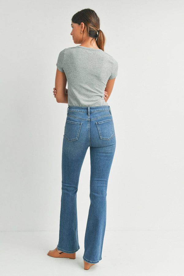 Denim - Dolly Long High Rise Skinny Flare Medium Blue Denim Jeans -  - Cultured Cloths Apparel