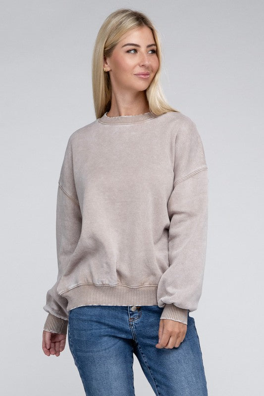 Women's Sweaters - Acid Wash Fleece Oversized Pullover -  - Cultured Cloths Apparel