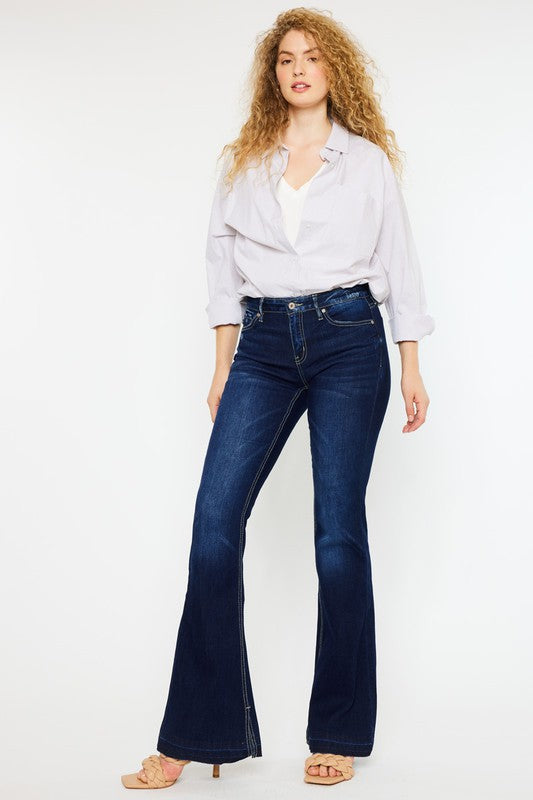 Denim - Mid Rise Hem Detail Flare -  - Cultured Cloths Apparel