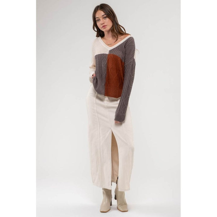 Women's Sweaters - Lightweight Colorblock Knit -  - Cultured Cloths Apparel