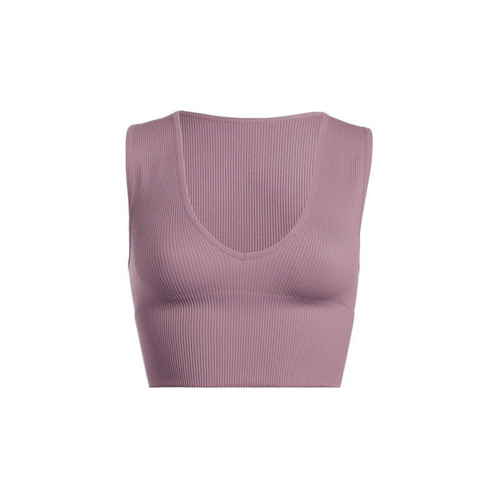 Athleisure - Deep V Neck Rib Crop Tank Top -  - Cultured Cloths Apparel