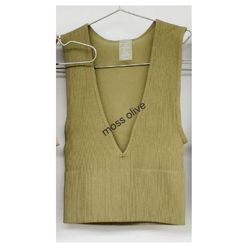 Athleisure - Deep V Neck Rib Crop Tank Top -  - Cultured Cloths Apparel