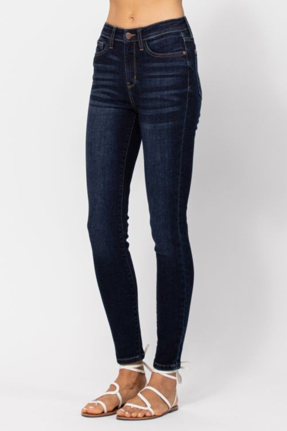 Denim - Judy Blue Full Size High Waist Handsand Skinny Jeans -  - Cultured Cloths Apparel