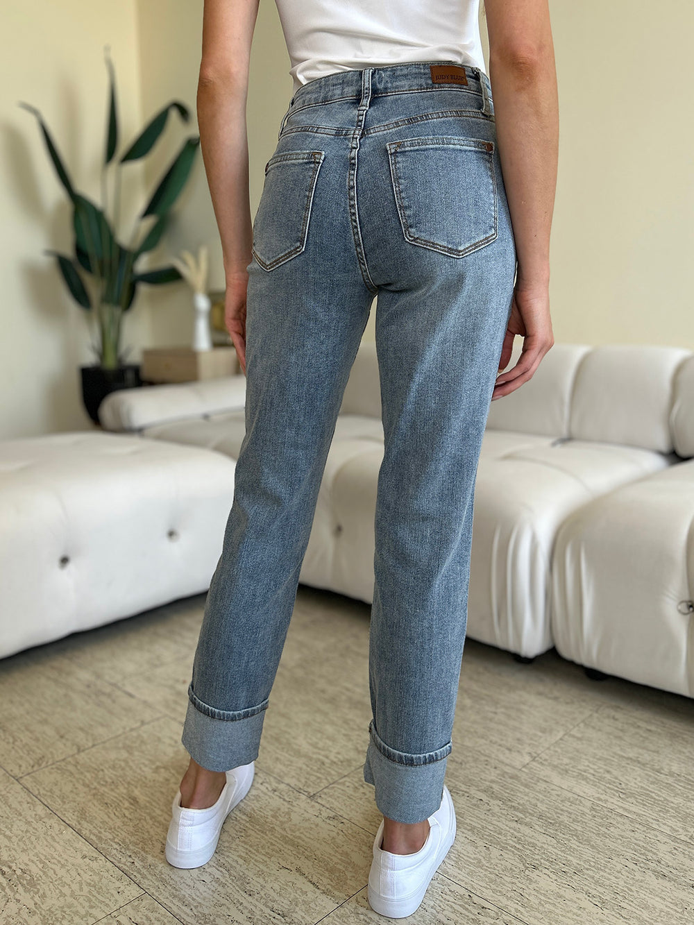 Denim - Judy Blue Full Size High Waist Cuff Hem Skinny Jeans -  - Cultured Cloths Apparel