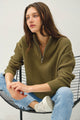 Women's Sweaters - QUARTER ZIP PULLOVER SWEATER -  - Cultured Cloths Apparel