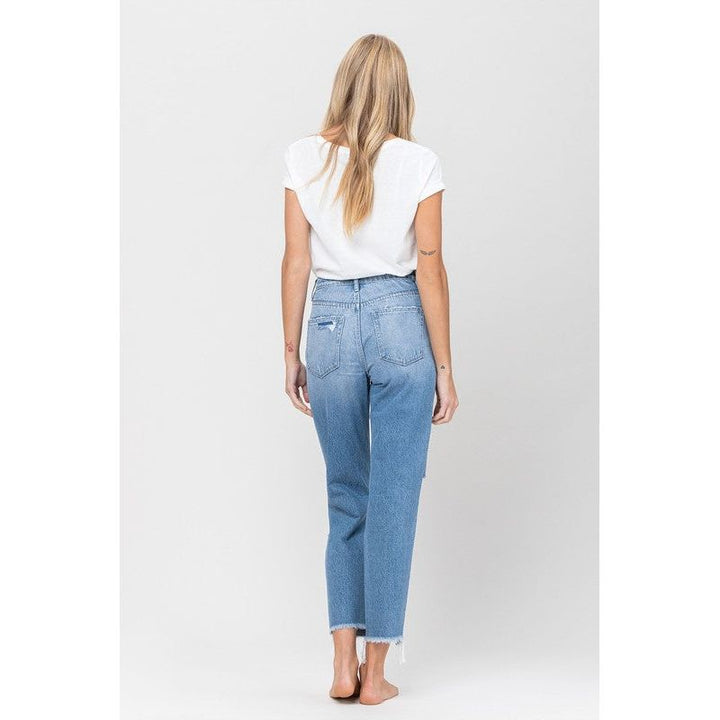 Denim - DISTRESSED RAW HEM MOM JEANS -  - Cultured Cloths Apparel