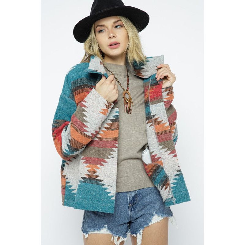 Outerwear - Soft Comfy Lightweight Aztec Pattern Jacket - - Cultured Cloths Apparel