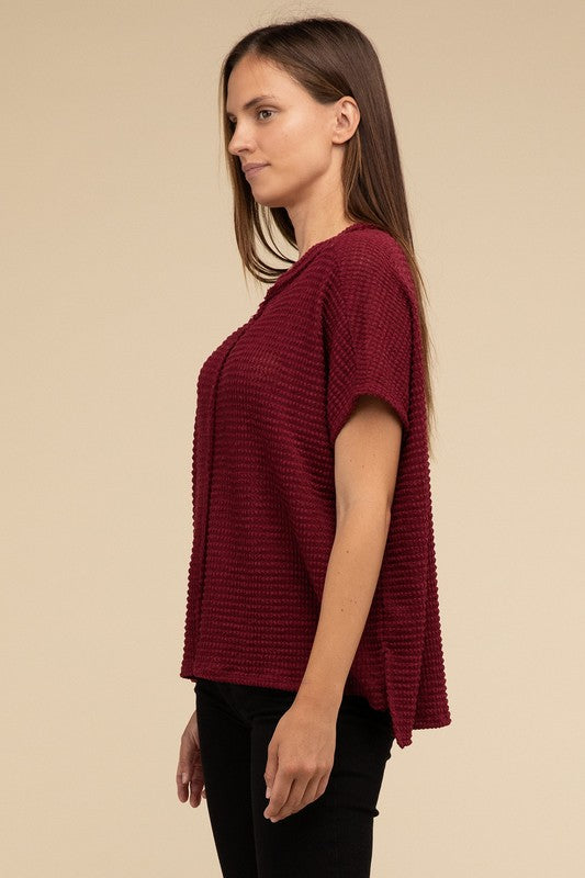 Women's Sweaters - Dolman Short Sleeve Jacquard Sweater -  - Cultured Cloths Apparel