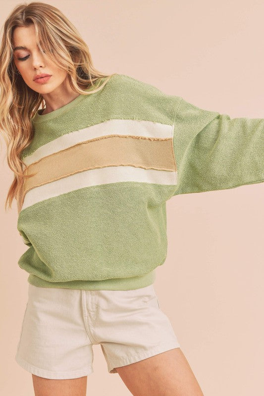 Women's Sweaters - Winnie Sweatshirt - JADE/IVORY/OAT - Cultured Cloths Apparel