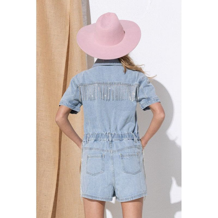 Romper - Washed Denim Overall Romper -  - Cultured Cloths Apparel