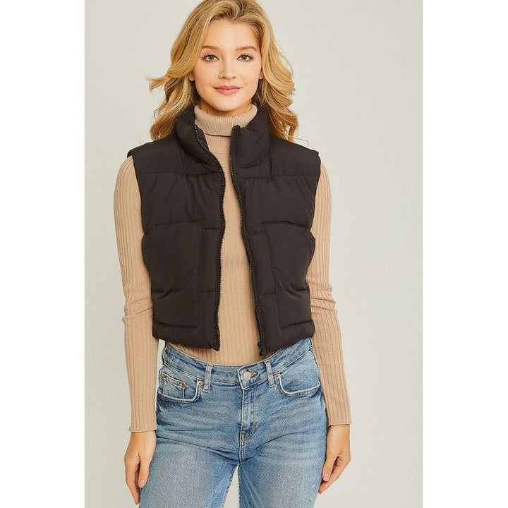 Outerwear - Puffer Vest With Pockets - Black - Cultured Cloths Apparel