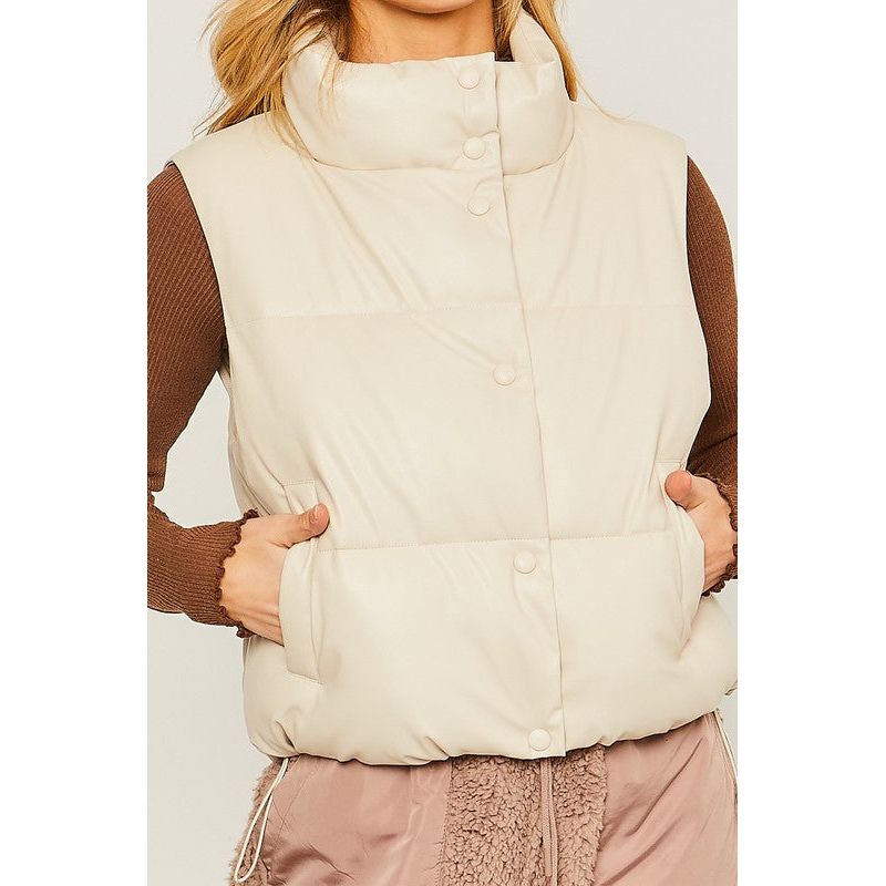 Outerwear - PU Padded Vest -  - Cultured Cloths Apparel