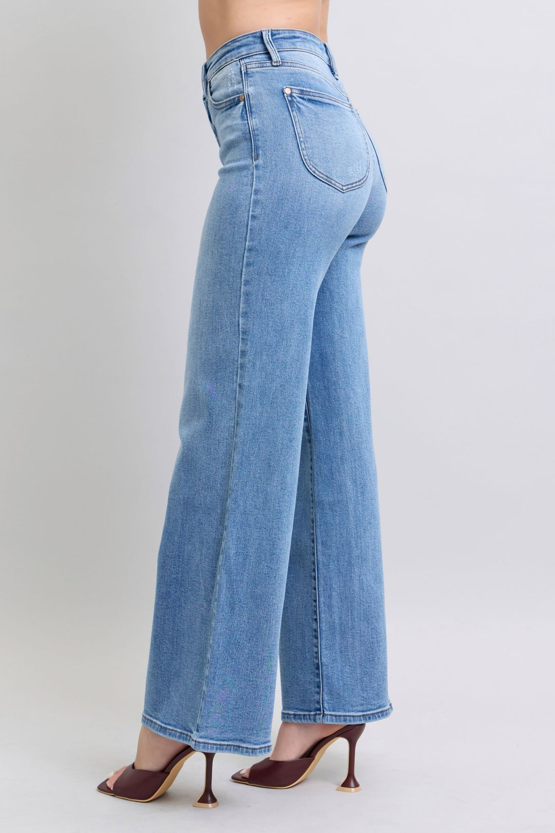 Denim - Judy Blue Full Size Wide Leg Jeans with Pockets - - Cultured Cloths Apparel