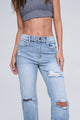 Denim - HIGH RISE STRAIGHT JEANS WITH STRETCH AND RIPS -  - Cultured Cloths Apparel