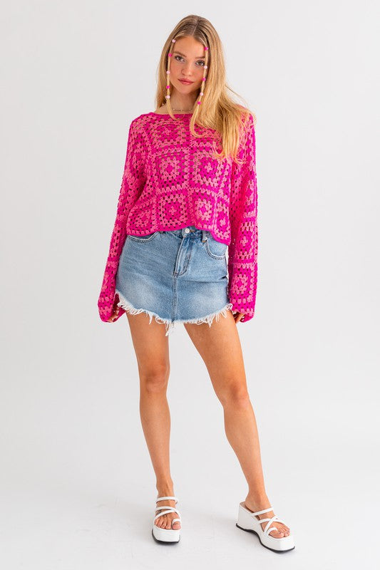  - Long Sleeve Crochet Top -  - Cultured Cloths Apparel