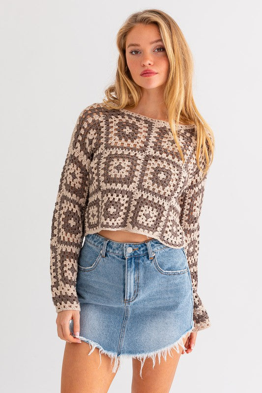  - Long Sleeve Crochet Top -  - Cultured Cloths Apparel