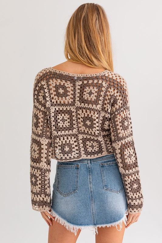  - Long Sleeve Crochet Top -  - Cultured Cloths Apparel