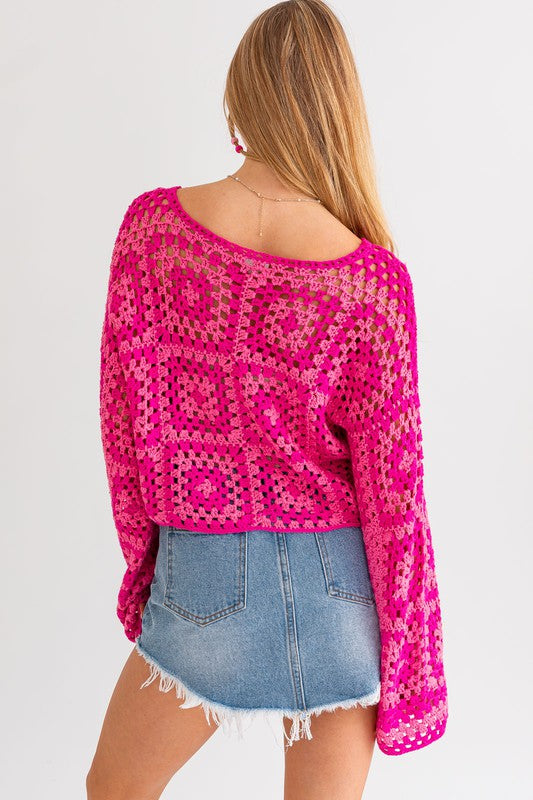  - Long Sleeve Crochet Top -  - Cultured Cloths Apparel