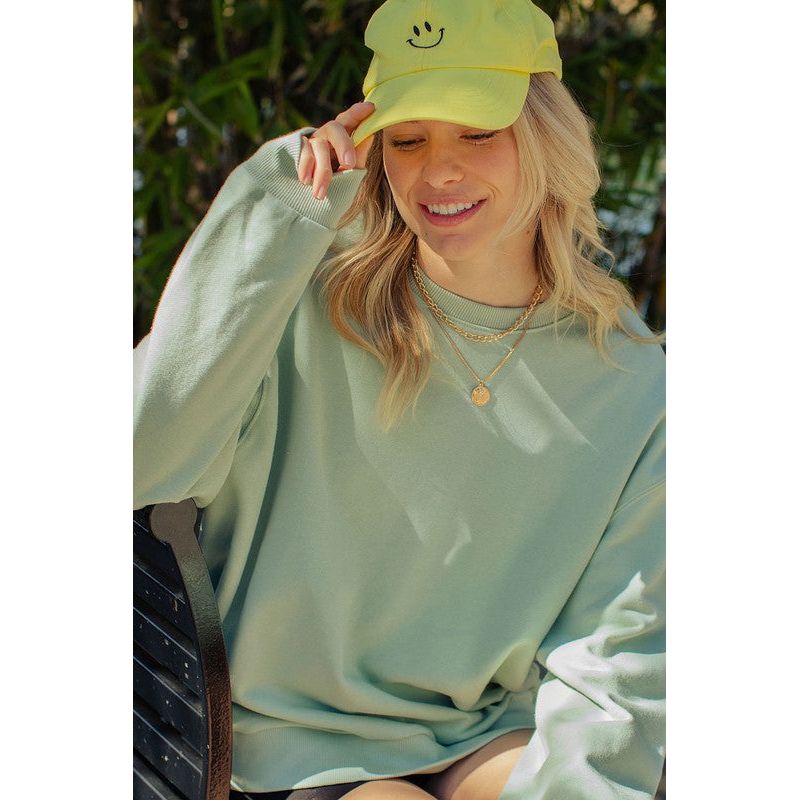 Women's Sweaters - Round Crewneck Basic Sweatshirt - Spearmint - Cultured Cloths Apparel