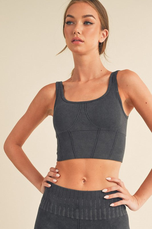 Athleisure - Women's Ultra-Comfort Ribbed Sports Bra - Black - Cultured Cloths Apparel