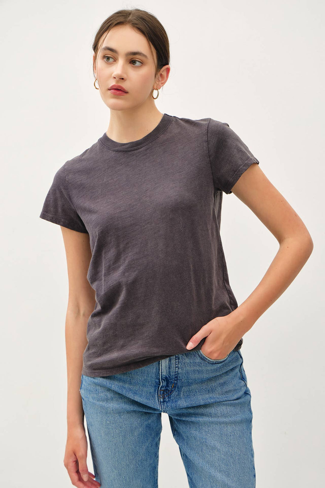 Graphic T-Shirts - CLASSIC CUT ACID WASH COTTON T-SHIRT - Charcoal - Cultured Cloths Apparel