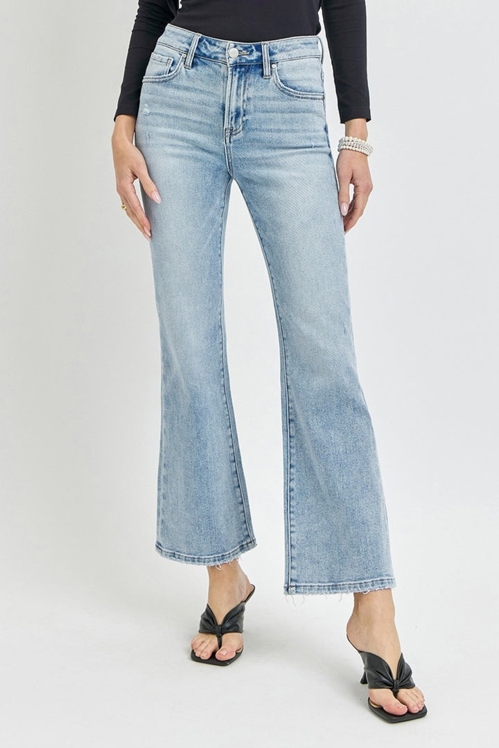 Denim - RISEN Full Size High Rise Ankle Flare Jeans - Light - Cultured Cloths Apparel