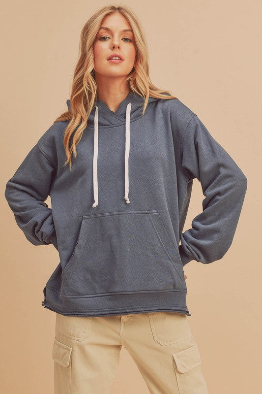 Women's Sweaters - Clara Hooded Sweatshirt - SLATE BLUE - Cultured Cloths Apparel