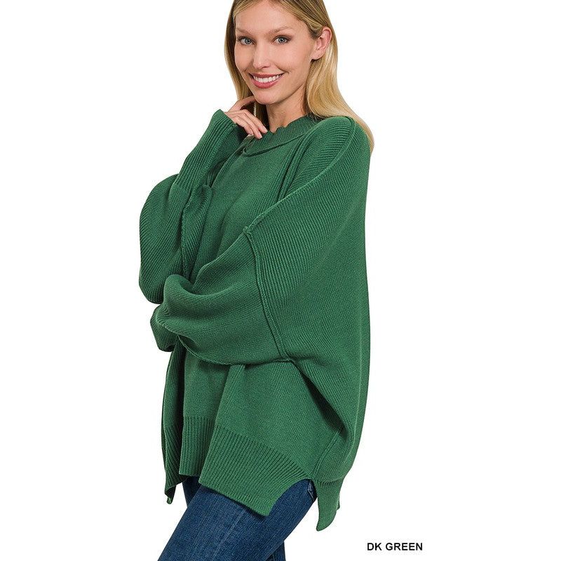 Women's Sweaters - SIDE SLIT OVERSIZED SWEATER -  - Cultured Cloths Apparel