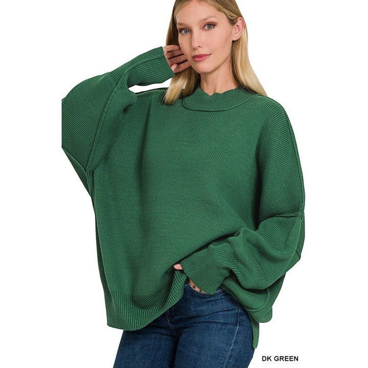 Women's Sweaters - SIDE SLIT OVERSIZED SWEATER -  - Cultured Cloths Apparel