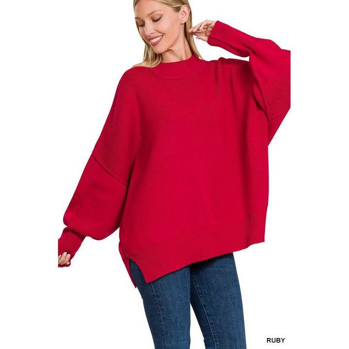 Women's Sweaters - SIDE SLIT OVERSIZED SWEATER -  - Cultured Cloths Apparel