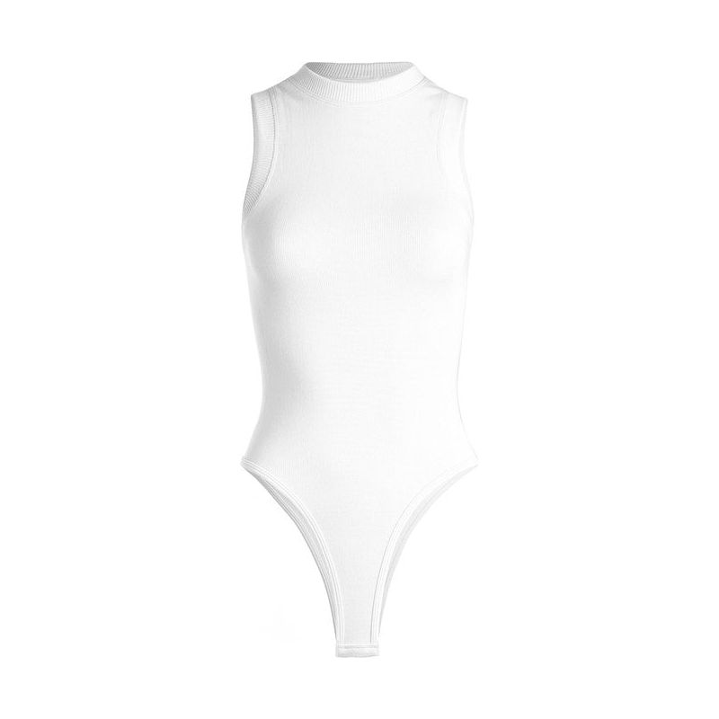 Athleisure - Ribbed Thick Band Bodysuit - White - Cultured Cloths Apparel