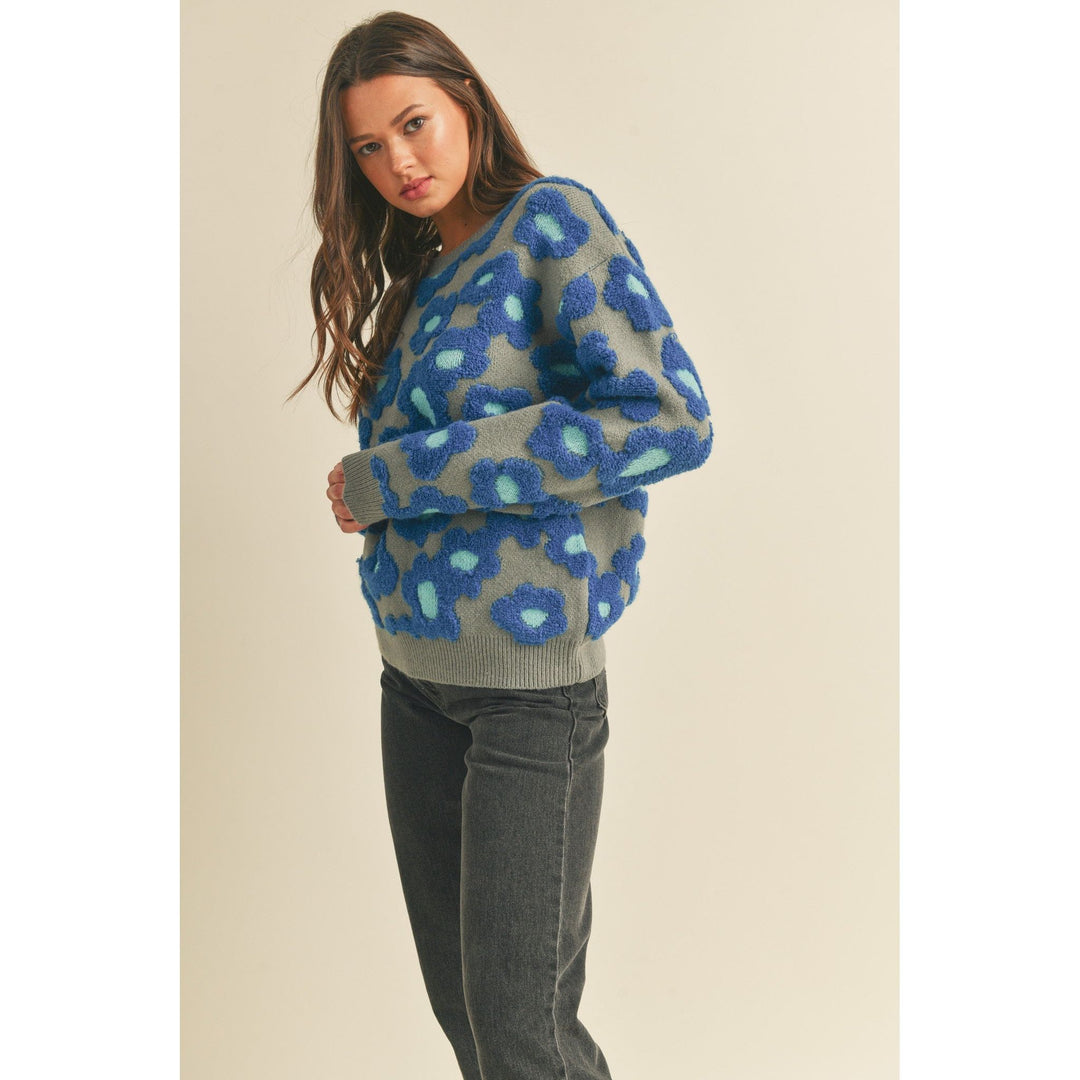 Women's Sweaters - Sherpa Floral Knit Sweater -  - Cultured Cloths Apparel